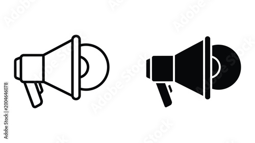 Black and white hand holding megaphone icon