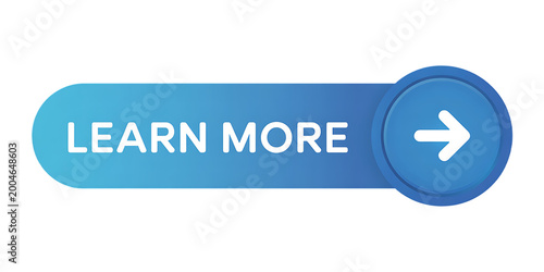 Plakat Blue gradient learn more button with white arrow