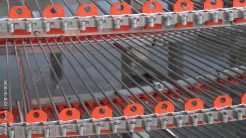 Metal tape bakery belt of automatic conveyor, Tape belt of automatic conveyor. product packaging concept