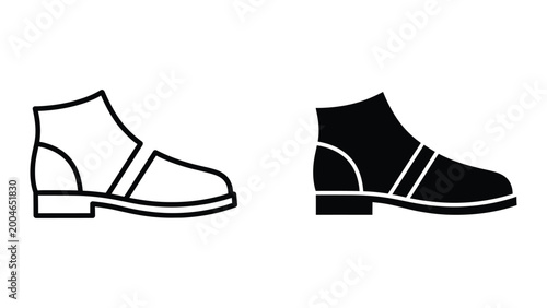 Tableau sur toile Black and white side-by-side loafer shoes illustration