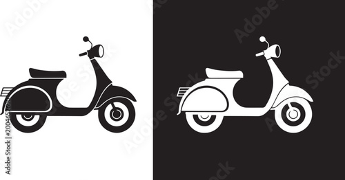 Tableau sur toile Delivery scooter icon in black. graphic vector icon
