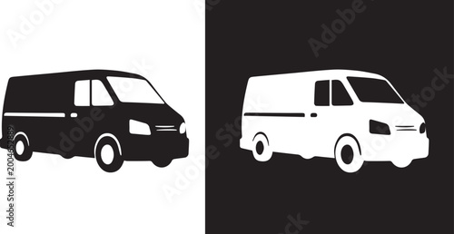Billede på lærred Van transport delivery transporter vector icon illustration