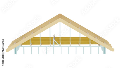 3d rendering hanging beam to gable roof