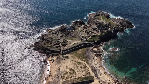 Castro de baroña, an iron age hillfort, overlooking the atlantic ocean in galicia, spain