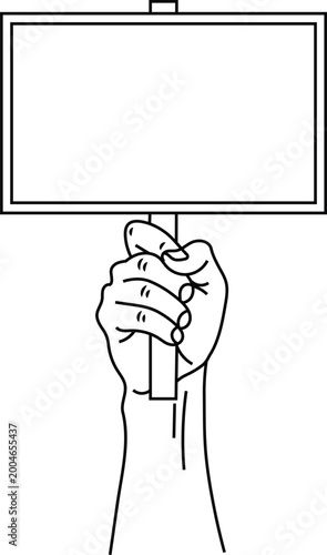 Hand holding an empty sign board