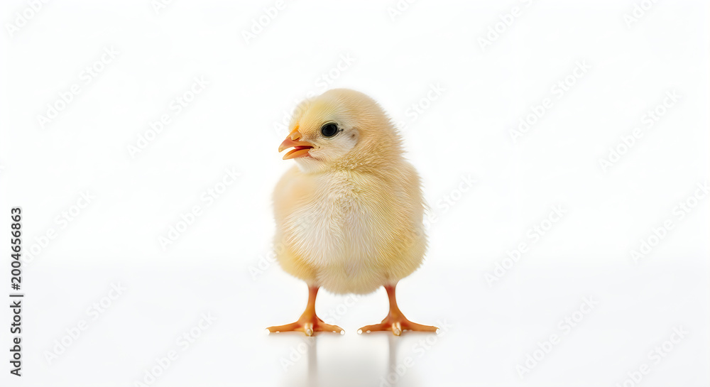 Obraz premium Cute yellow chick standing on clean surface