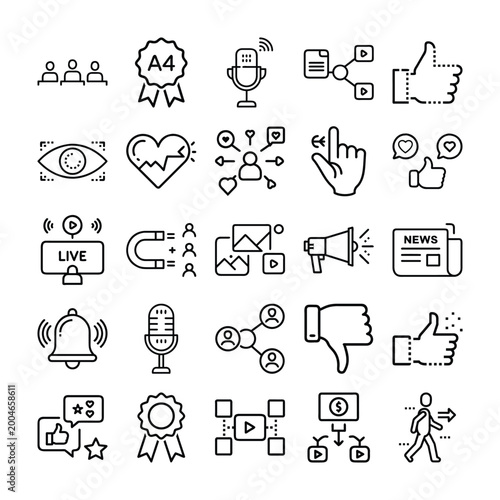Social Media Marketing Line Icons