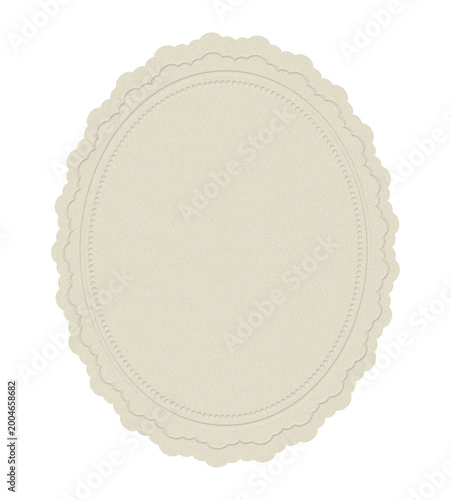Vintage Embossed Oval Frame With Ornamental Scalloped Edge Elegant Paper Border