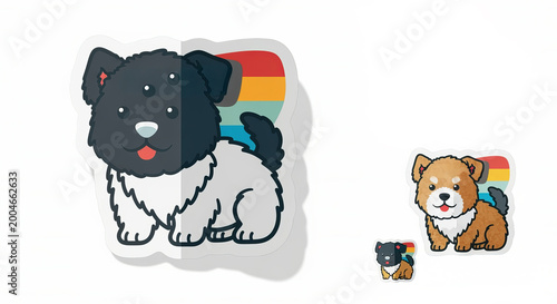 Charming Animated Puppy Serene Visual Harmony with Minimalist Geometry and Soft Pastel Colors