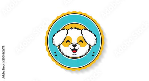 Playful Cartoon Puppy Mascot Design Emblem for Joyful Pets, Cute Dogs, and Animal Lovers Badge