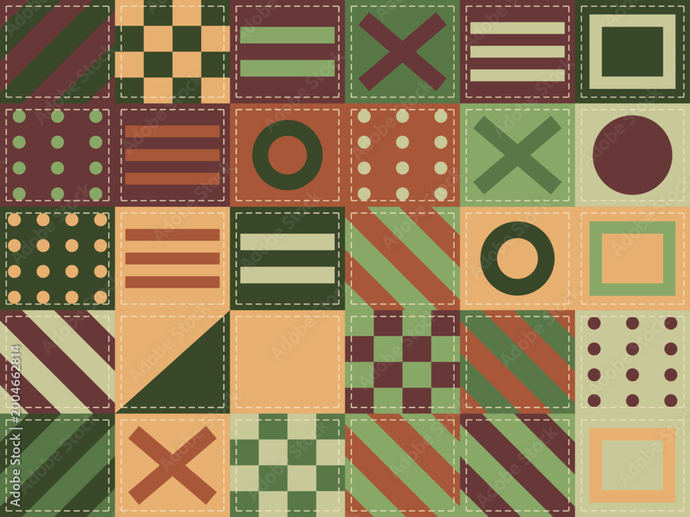 Obraz premium Patchwork Quilt Pattern Folk Craft Background