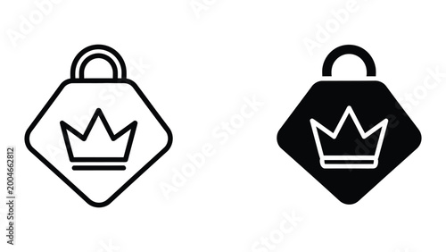 Photos Shopping bag icon with crown symbol on handle