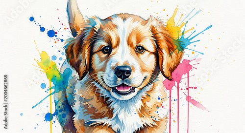 Charming Golden Retriever Puppy Watercolor Style Painting for Kid s Art Projects and Wall Decor