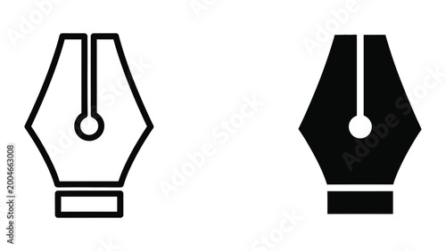 Tableau sur toile Black and white calligraphy pen nib icon with outline version