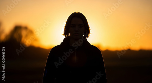 Silhouette of a Young Person Against a Stunning Sunset, Capturing the Essence of Youthful Spirit.
