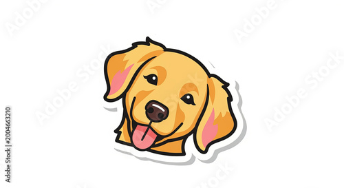 Charming Cheerful Yellow Golden Retriever Sticker with Playful Expression and Pink Tongue Design