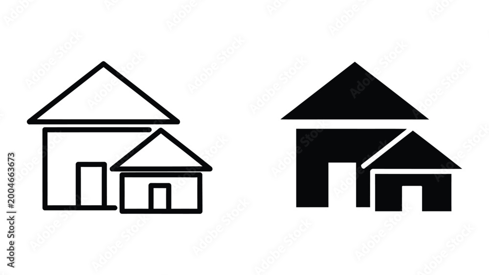 Fototapeta premium Simple house icon with black and white color scheme
