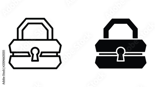 Slika na platnu Open and closed padlock icons in black and white vector style