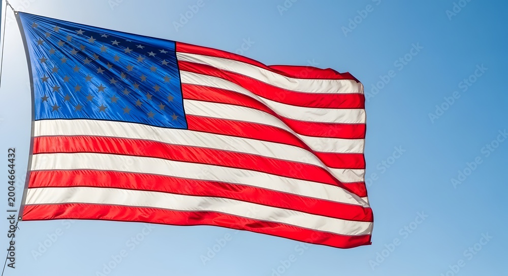 Obraz premium American flag waving against a clear blue sky