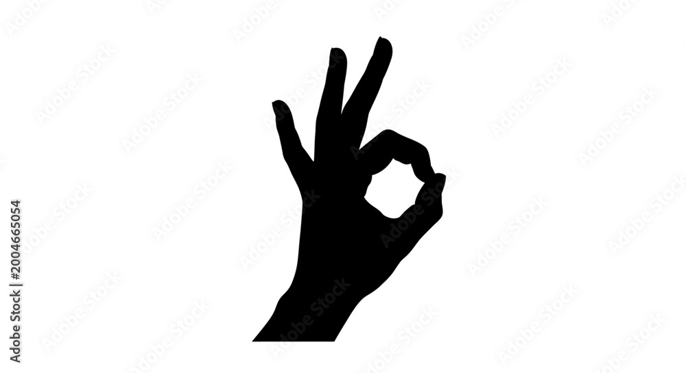 Fototapeta premium Ok hand sign silhouette against white background