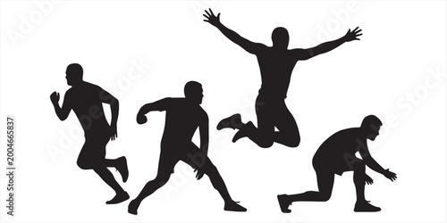 Tableau sur toile Silhouettes of four men sitting on stools talking and gesturing on a white backg