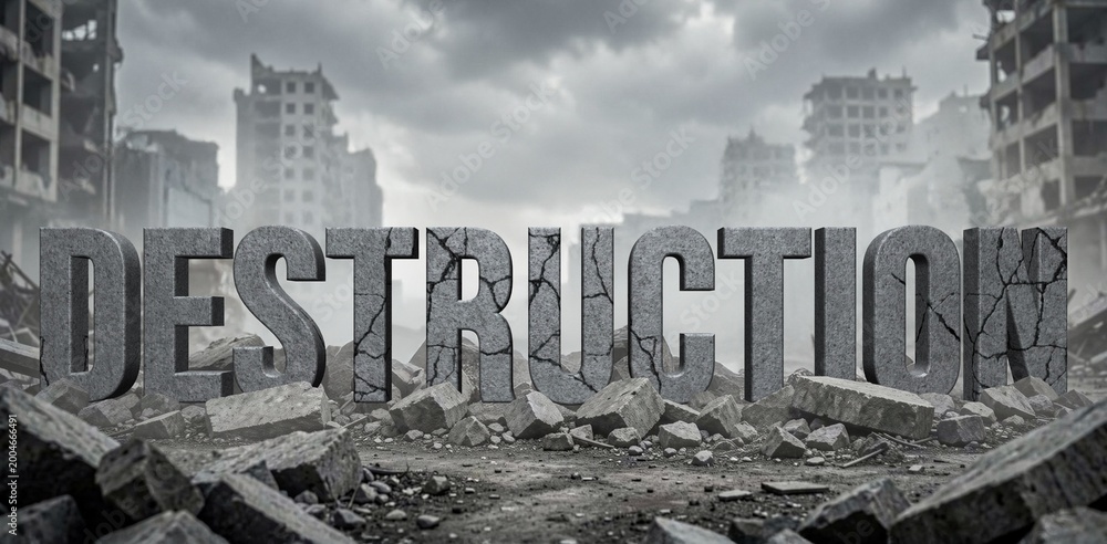 Naklejka premium Destruction en pierres