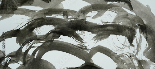 Fotografie Abstract black ink brush strokes