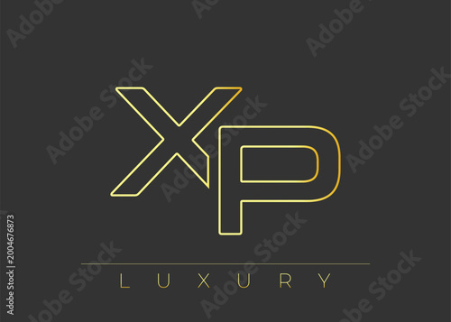 XP Luxury Modern Interlocking Letter Logo Design. Luxury Monogram Logo With Gold Outline On dark Background, Elegant Minimal Branding Mark.