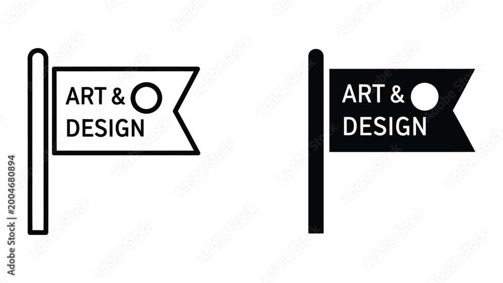 Fototapeta premium Minimalist art and design banner flags with circle logo