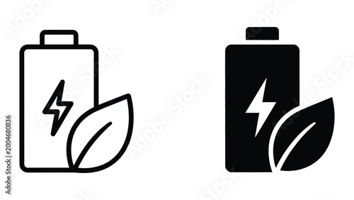 Foto Modern battery icon with leaf symbol for eco energy