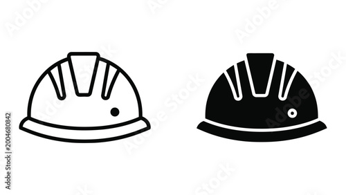 Photos Black and white hard hat safety helmet icon vector illustration