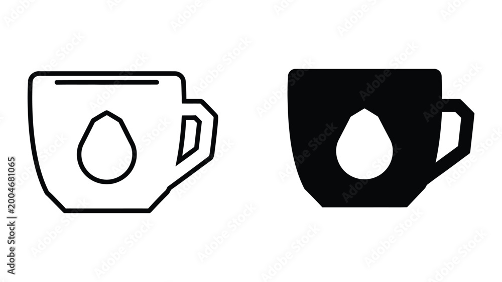 Fototapeta premium Simple black and white coffee mug icon with steam