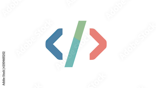 Quadro su tela Minimalist coding symbols `< >` in a soft color palette