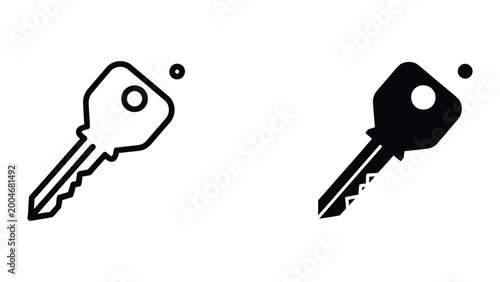 Canvas Print Black and white key icons with broken and intact key design
