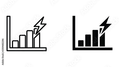 Growth bar chart with lightning bolt icon