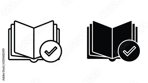 Fotografía Open book icons with checkmark approval symbols