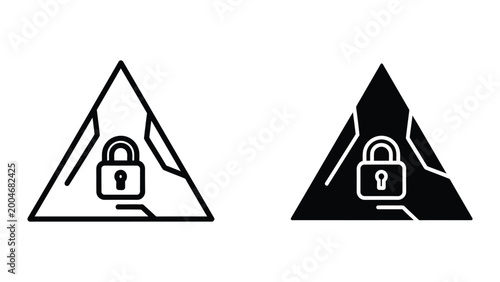 Konstfotografi Secure lock icon inside two different triangle shapes