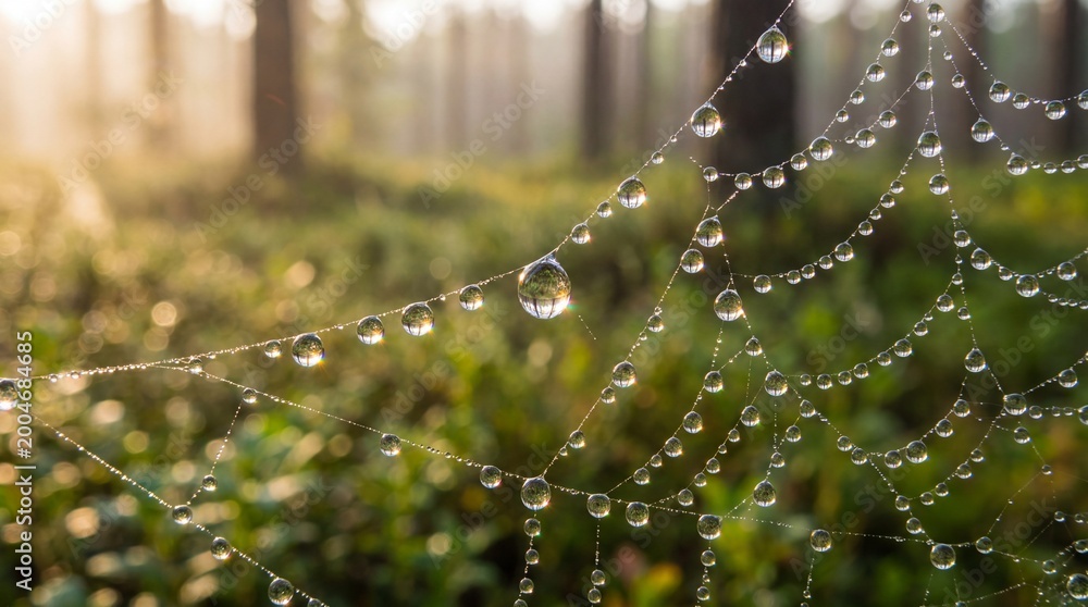 Naklejka premium Macro Dew Crystal Forest