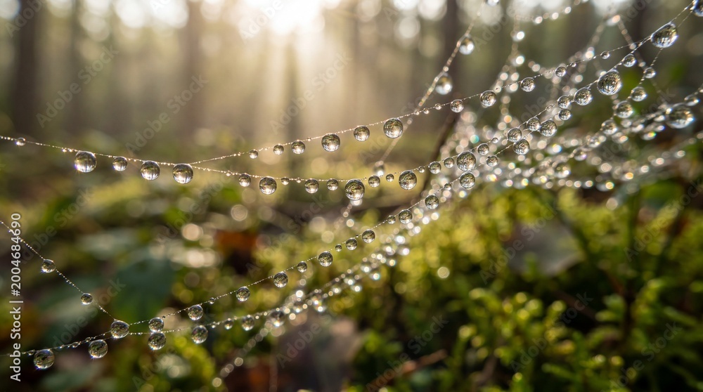 Naklejka premium Macro Dew Crystal Forest