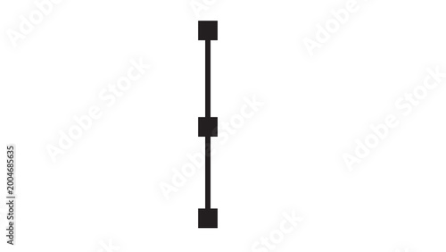 Obraz na płótnie Vertical line with three square nodes representing data points or a simple graph