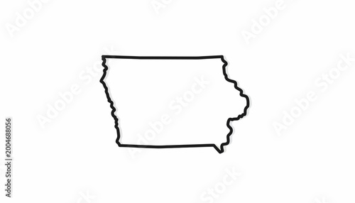 Photos Iowa State Map Outline, Vector Illustration, Black Line Art, Geographic Border