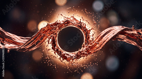 Rose Gold Liquid Splash Swirling Cosmetic Frame