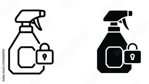Fotografija Spray bottle icons with security lock symbols