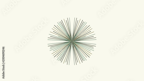 Geometric starburst pattern with converging lines in muted green and brown tones