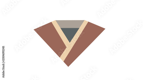 Geometric abstract design with brown, tan, gray, and dark gray shapes