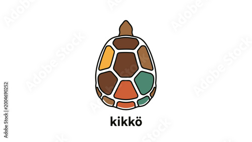Stylized turtle shell with colorful geometric segments below text