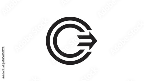 Abstract circle design with three parallel arrows pointing right
