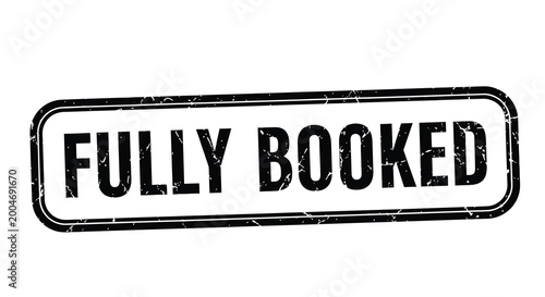 Fotografie Fully Booked Stamp Silhouette Black Ink On White Background