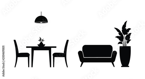 living room furniture arrangement black silhouette high quality