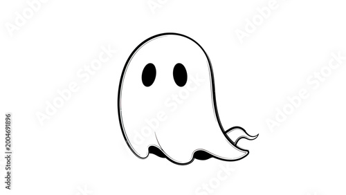 Tableau sur toile A simple, cartoonish ghost with two black oval eyes and a flowing tail